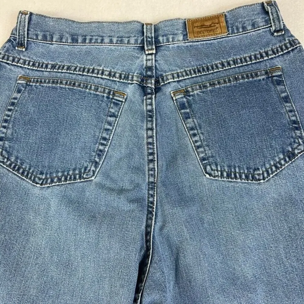 LL Bean Jeans Womens 14 (30.5x26.5) Relaxed Fit Blue Mom Medium Wash Cotton Vtg